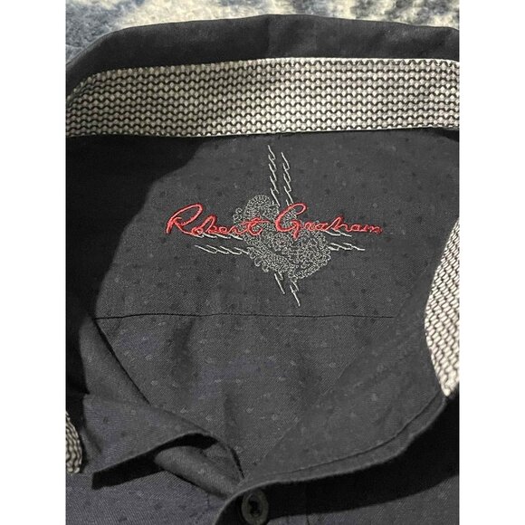 Robert Graham Shirt Mens Extra Large Black Long Sleeve Button Up Casual Dress - Picture 3 of 5